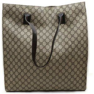 Auth Gucci Tote Bag Light Brown Coated #7990G41